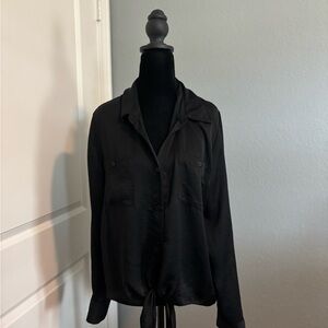 Ellen Tracy Black Satin Blouse